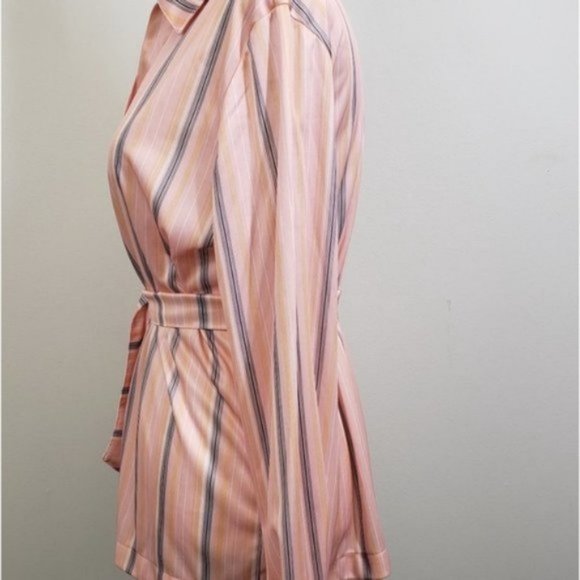 Vintage Striped Career Blouse with Tie Size 18 - Picture 8 of 10